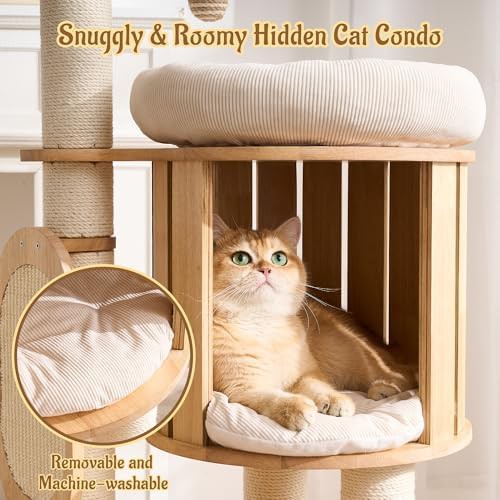 Modern wood cat tower with hidden condo — photo 4