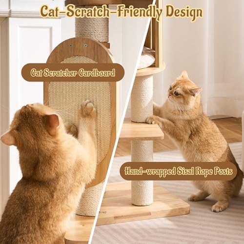 Modern wood cat tower with hidden condo — photo 5