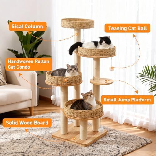 Modern solid wood climbing cat tower — photo 3