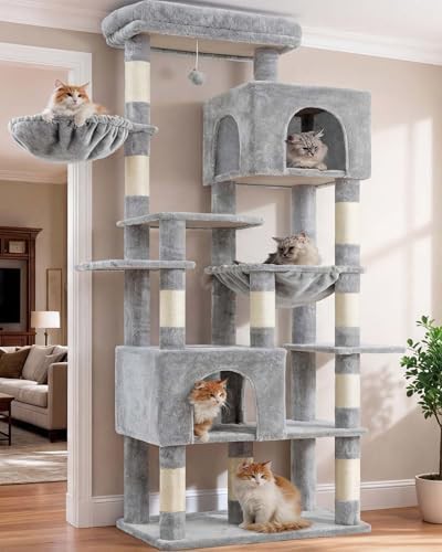 Heavy duty extra tall white cat tower