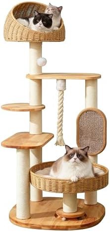 Wooden tower for large indoor cats