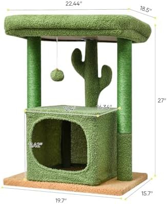 Green cactus activity tower for kittens — photo 3