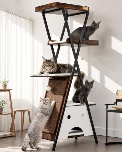 Modern wood tall brown tower with hammock