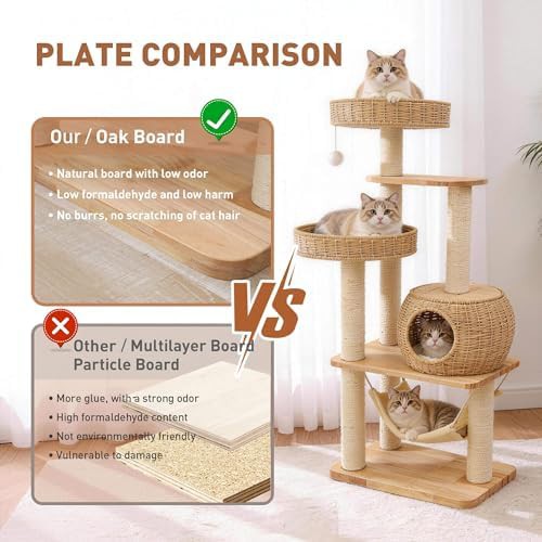 Tall wooden cat tower with condo — photo 4