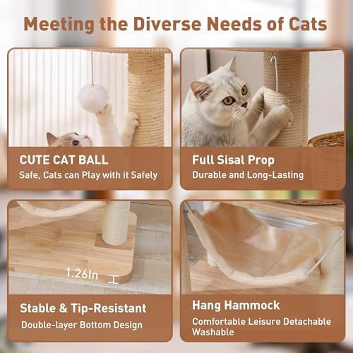 Tall wooden cat tower with condo — photo 5