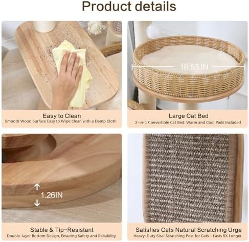 Natural wood modern tower for large cats — photo 4