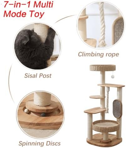 Natural wood modern tower for large cats — photo 5