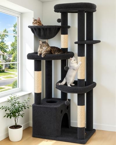 Heavy duty tall climbing tower for large cats
