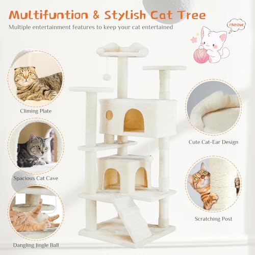 54-inch Cat Tree Tower with Scratching Posts — photo 4