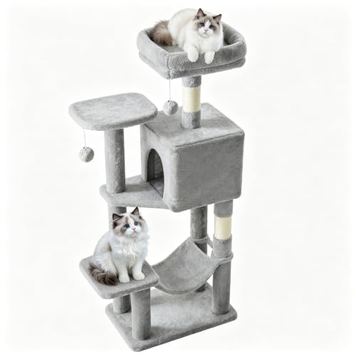 44 Inch Cat Tree Tower with Natural Sisal Scratching Posts