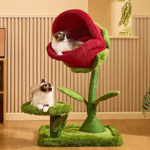 Flower shaped wood climbing tree with sisal
