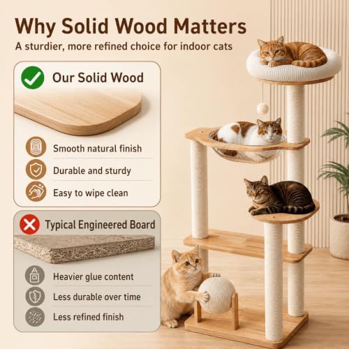 Solid wood cat tree with space capsule — photo 4