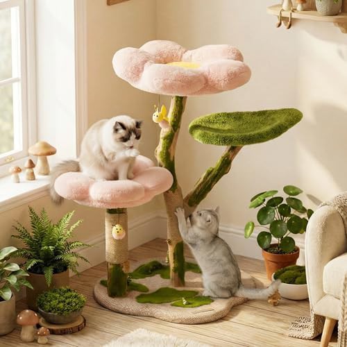 Enchanted forest wood cat tree with condo