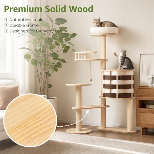 Chessboard style wood condo cat tree — photo 3