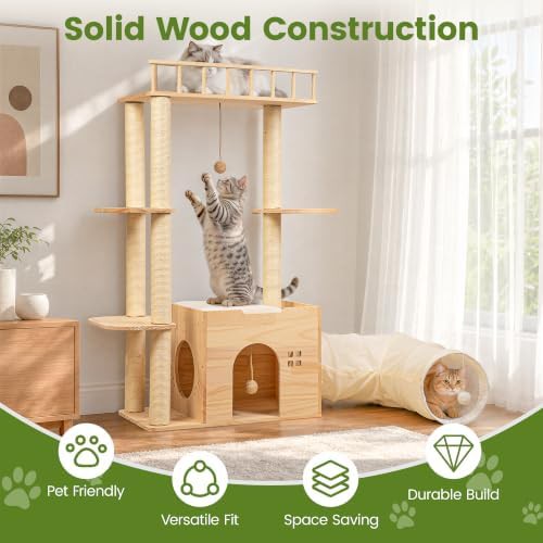 Wood cat tower with single tunnel — photo 3