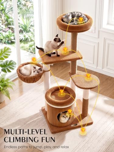 Modern corduroy cat tower with stable base — photo 5