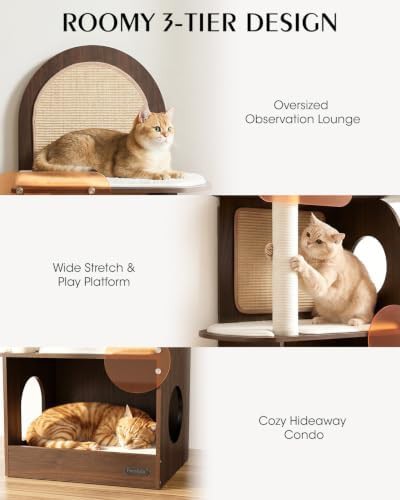 Solid wood cat tree with private condo — photo 3