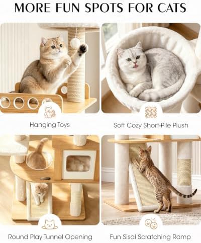 Tall wood cat tree with solid platforms — photo 3