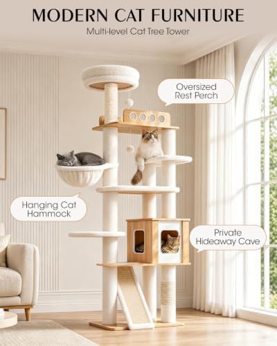 Tall wood cat tree with solid platforms — photo 4
