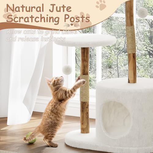 Modern wooden cat tower with real branches — photo 4