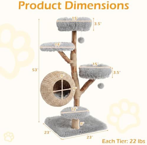Grey modern wooden tower with scratching posts — photo 3