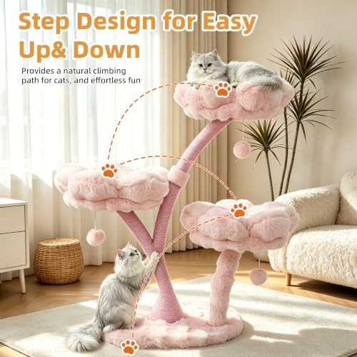 Modern pink aesthetic tower for cats — photo 3