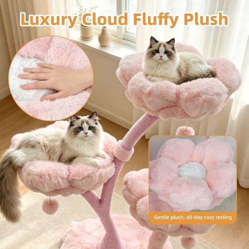 Modern pink aesthetic tower for cats — photo 4