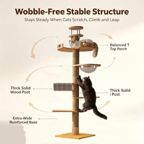 Floor to ceiling solid wood scratching post — photo 5