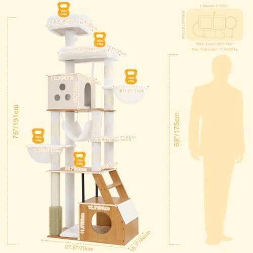 Tall wooden cat tower with loft style condo — photo 4