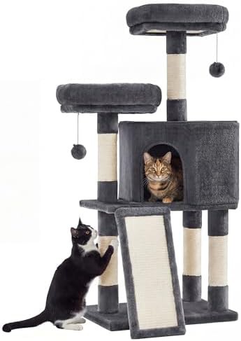 Dark gray multi level cat condo