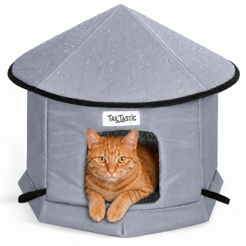 Outdoor Cat House with Umbrella-Style Roof