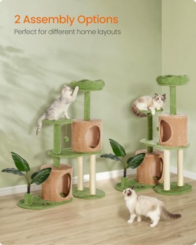 Multi level plush cat tower with leaves — photo 5