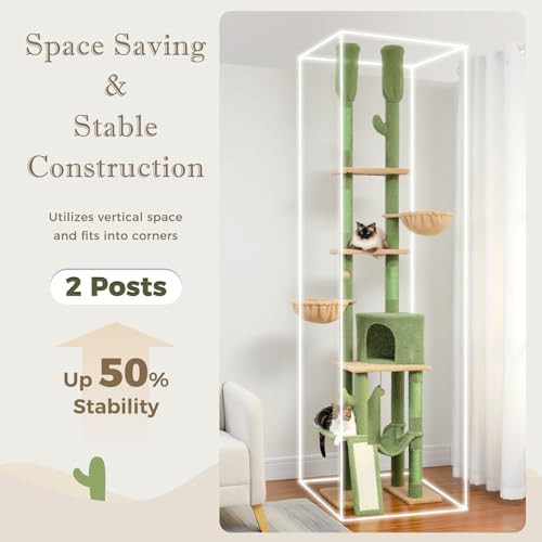 Green cactus floor to ceiling cat tower — photo 3