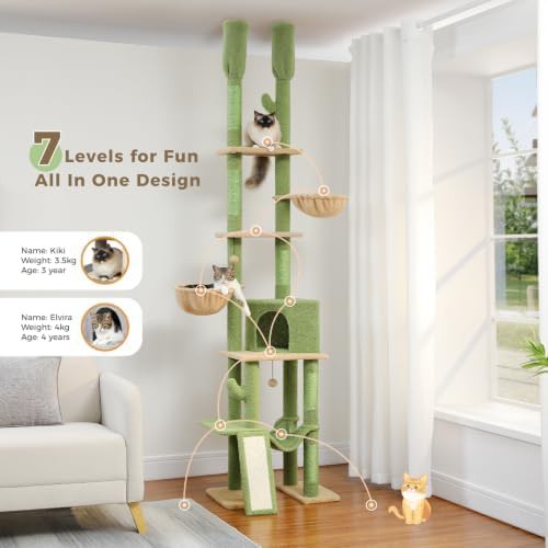 Green cactus floor to ceiling cat tower — photo 4