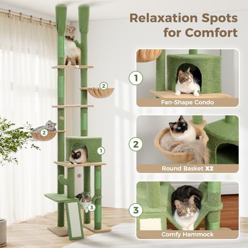 Green cactus floor to ceiling cat tower — photo 5