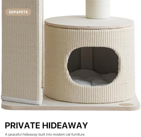 Modern wood cat tower with oversized perch — photo 5