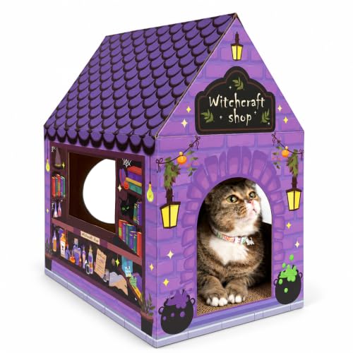 Cardboard Cat House with Scratcher