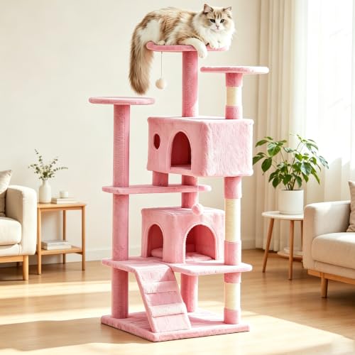 54 Inch Cat Tree Tower with Scratching Posts