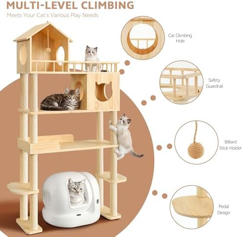 Tall cat tree with litter enclosure — photo 3